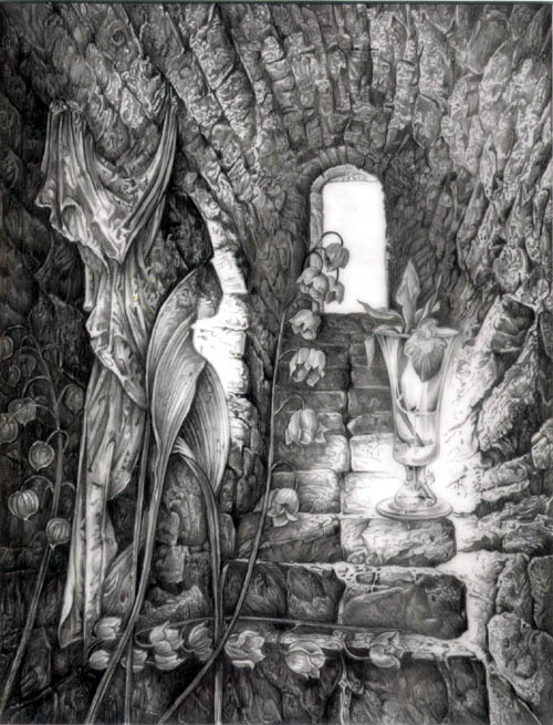 Dietrich Schuchardt The Long Hall pencil drawing